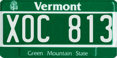 VT license plate XOC813