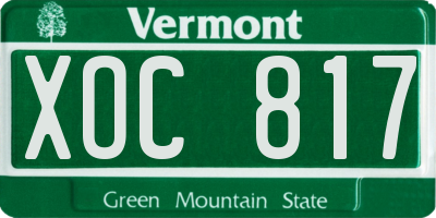 VT license plate XOC817