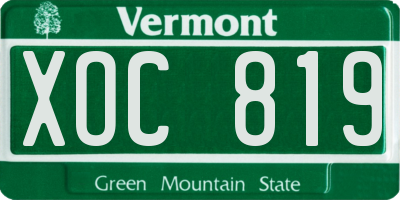 VT license plate XOC819