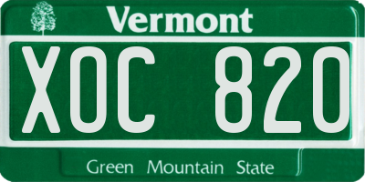 VT license plate XOC820