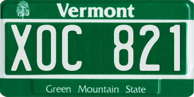 VT license plate XOC821