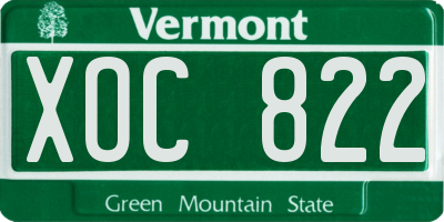 VT license plate XOC822