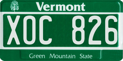VT license plate XOC826