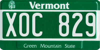 VT license plate XOC829