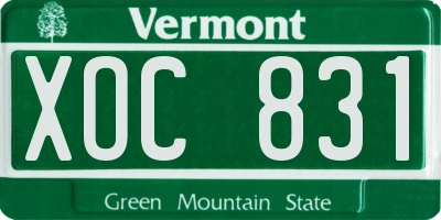 VT license plate XOC831