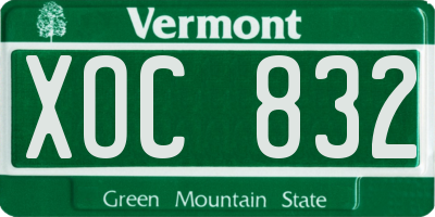VT license plate XOC832