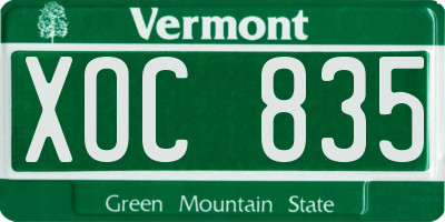 VT license plate XOC835