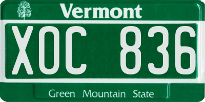 VT license plate XOC836