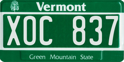 VT license plate XOC837