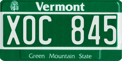 VT license plate XOC845