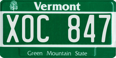 VT license plate XOC847
