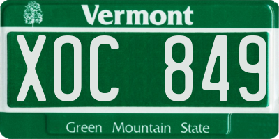 VT license plate XOC849