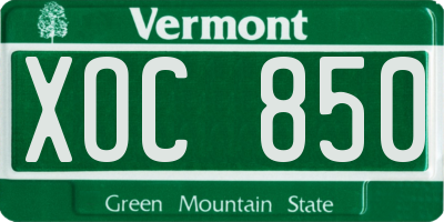 VT license plate XOC850