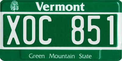 VT license plate XOC851