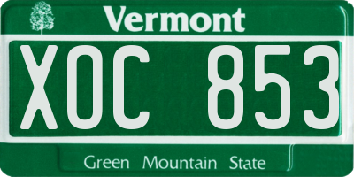 VT license plate XOC853