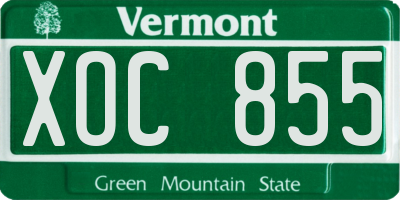 VT license plate XOC855