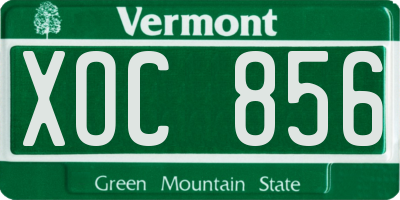 VT license plate XOC856
