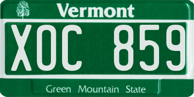 VT license plate XOC859