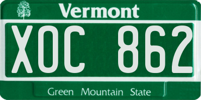 VT license plate XOC862
