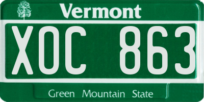VT license plate XOC863