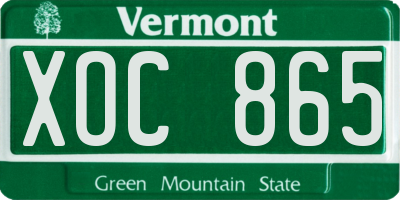 VT license plate XOC865