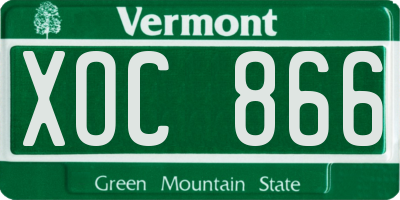 VT license plate XOC866
