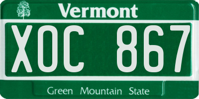 VT license plate XOC867