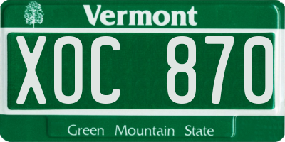 VT license plate XOC870