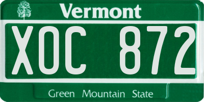 VT license plate XOC872