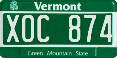 VT license plate XOC874