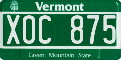 VT license plate XOC875