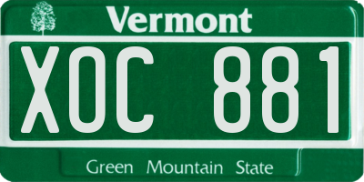 VT license plate XOC881