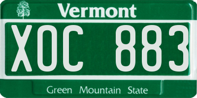 VT license plate XOC883