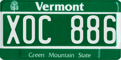 VT license plate XOC886