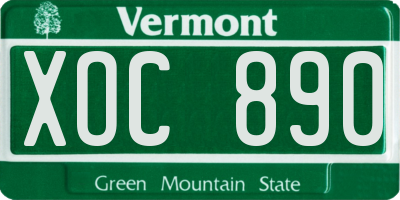 VT license plate XOC890