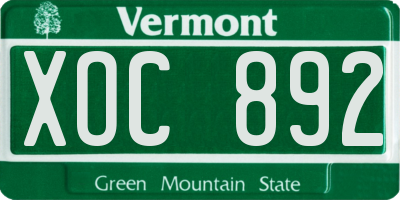 VT license plate XOC892