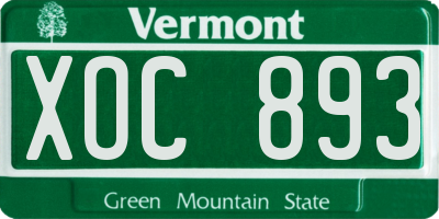 VT license plate XOC893