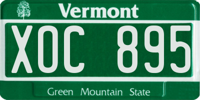 VT license plate XOC895