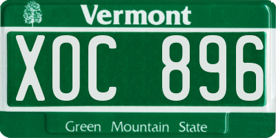 VT license plate XOC896