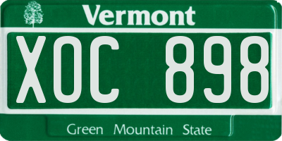 VT license plate XOC898
