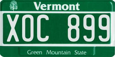 VT license plate XOC899