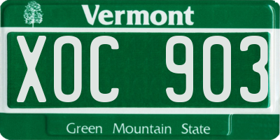 VT license plate XOC903