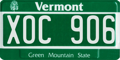 VT license plate XOC906