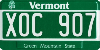 VT license plate XOC907