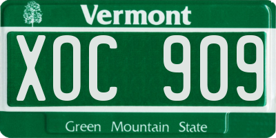 VT license plate XOC909