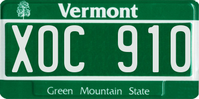 VT license plate XOC910