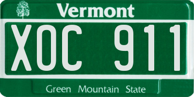 VT license plate XOC911
