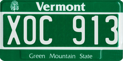 VT license plate XOC913