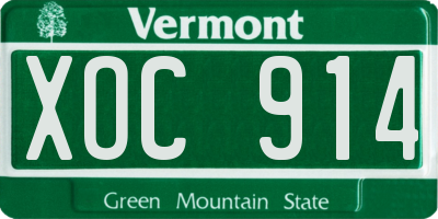 VT license plate XOC914