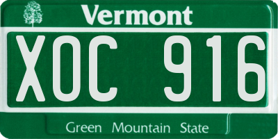 VT license plate XOC916